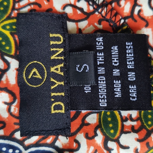 D'iyanu Wrap Romper Shorts Small Orange Green African Print Sleeveless Cotton - Picture 14 of 16
